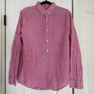 Vineyard Vines Mens Button Down Shirt Pink Slim Fit Tucker Shirt Size M
